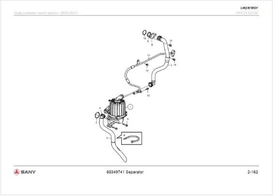 High Efficiency Oil Water Separation Filter Assembly Sany Reach Stacker Parts