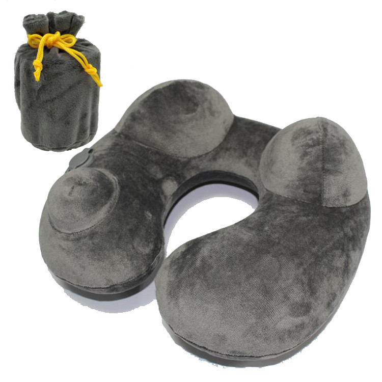 Home Camping Inflatable Travel Pillow , Soft Velvet Airplane Neck Pillow