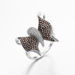 Animal Ornament 925 Silver CZ Rings Cubic Zirconia Sterling Silver Snake Ring