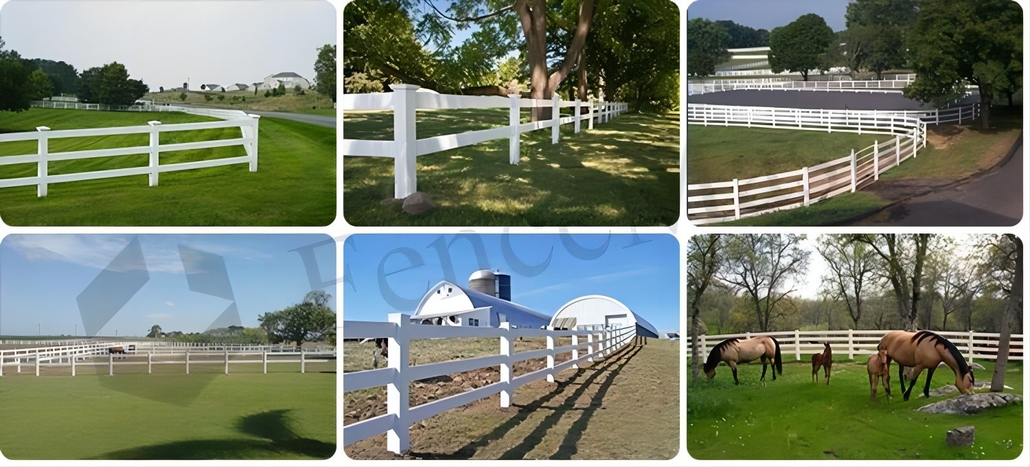 4 Rails Flexible Fence White PVC Horse And Ranch Fence Kit 60 in Tall