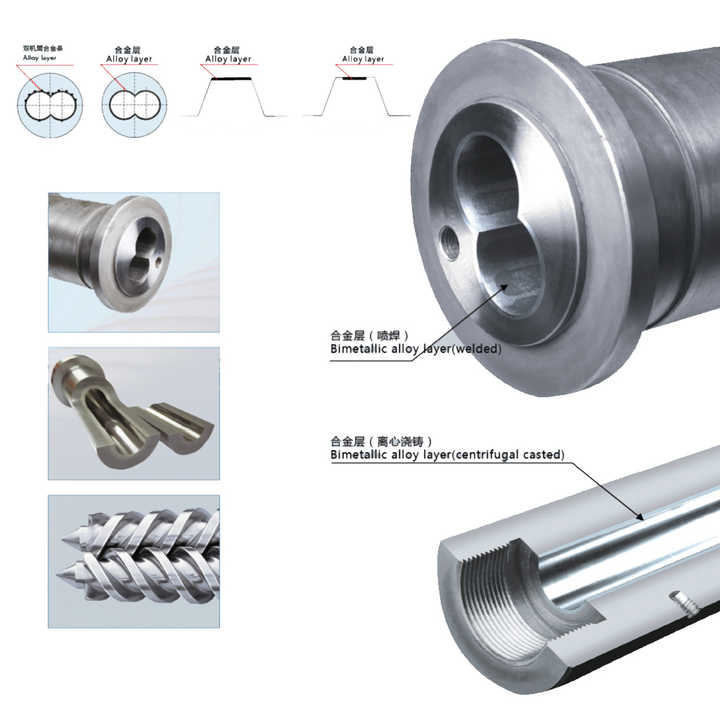 PVC Pipe Board Extruder Bimetallic Screw Barrel Material 38CrMOAIA Single Screw And Barrel