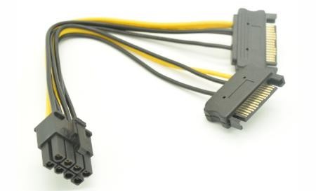 Graphics PVC 20cm SATA Extension Cable SATA15P Power Cord Male To 8Pin