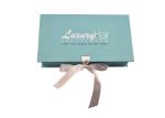 Teal Light Blue Paper Decorative Cardboard Storage Boxes Ribbon Environmental