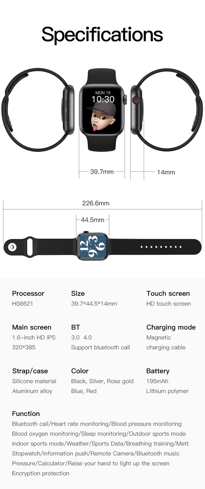 HL13 BLE Blood Pressure Smartwatch Health Monitoring Wrist Bands Breath Training