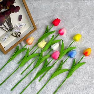 China PU Tulip Plastic Flower Soft Decoration Indoor And Outdoor Silk Flowers Colorful design flowers wholesale