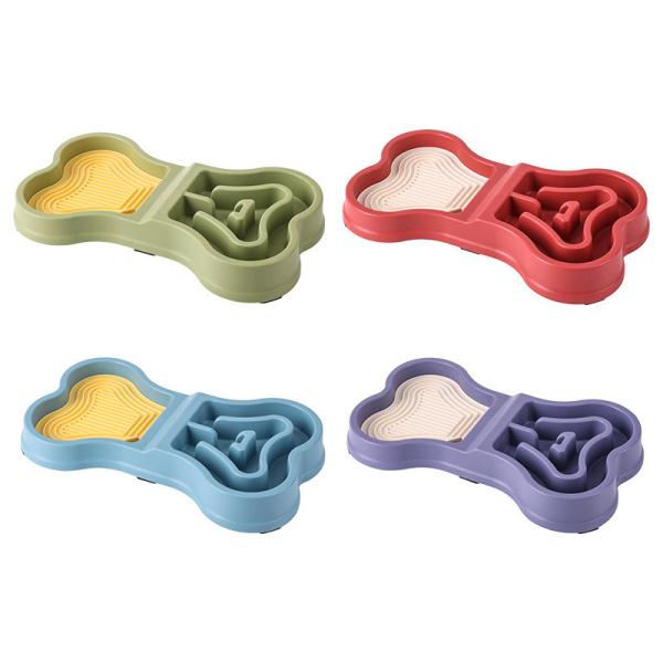 Bone-Shaped Slow Feeder Dog Bowl | Anti-Slip Pet Puzzle Bowl for Healthy Eating