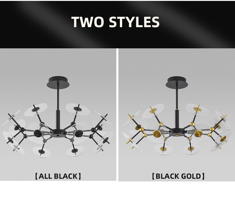 Modern Living Room Bedroom Acrylic Chandelier designer black gold Chandelier(WH-MI-409)