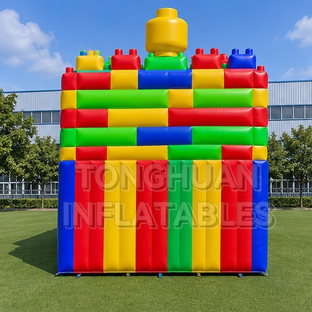 Building Block Theme Inflatable Dual Lane Slide for Parks Schools Events and Commercial Rental Business