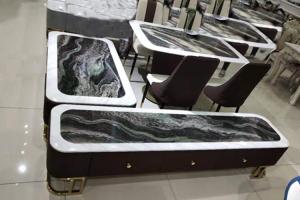 China 5 Pieces Artificial Marble Coffee Table , Marble Top Wood Coffee Table wholesale