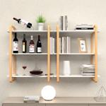 Wooden Wall Mount Painting Storage Shelf White For Bedroom Living Room Office