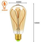 220V 2400K Vintage Led Filament Bulb 64*148mm ST64 LED Filament Bulb 6W