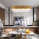 Gold Rectangle Drop Modern Pendant Light Warm White Durable Black Finished