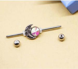 China AB Crystal Gem Real Industrial Piercing Jewelry Externally Threaded 14G 38mm wholesale
