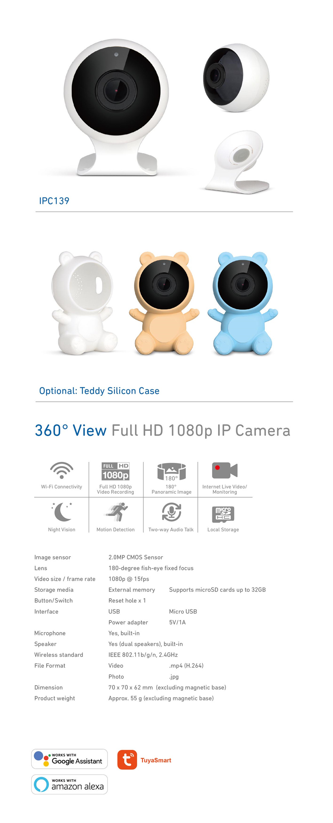 1080P Indoor Wi-Fi IP Camera with Fish-Eye(IPC139TU1)