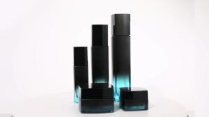 China Liquid Foundation 30ml 60ml Cosmetic Packaging Set Black Frosted With Pump wholesale