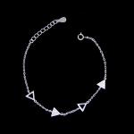 Triangle Design Sterling Silver Chain Bracelet / Cubic Zirconia Cuff Bracelet