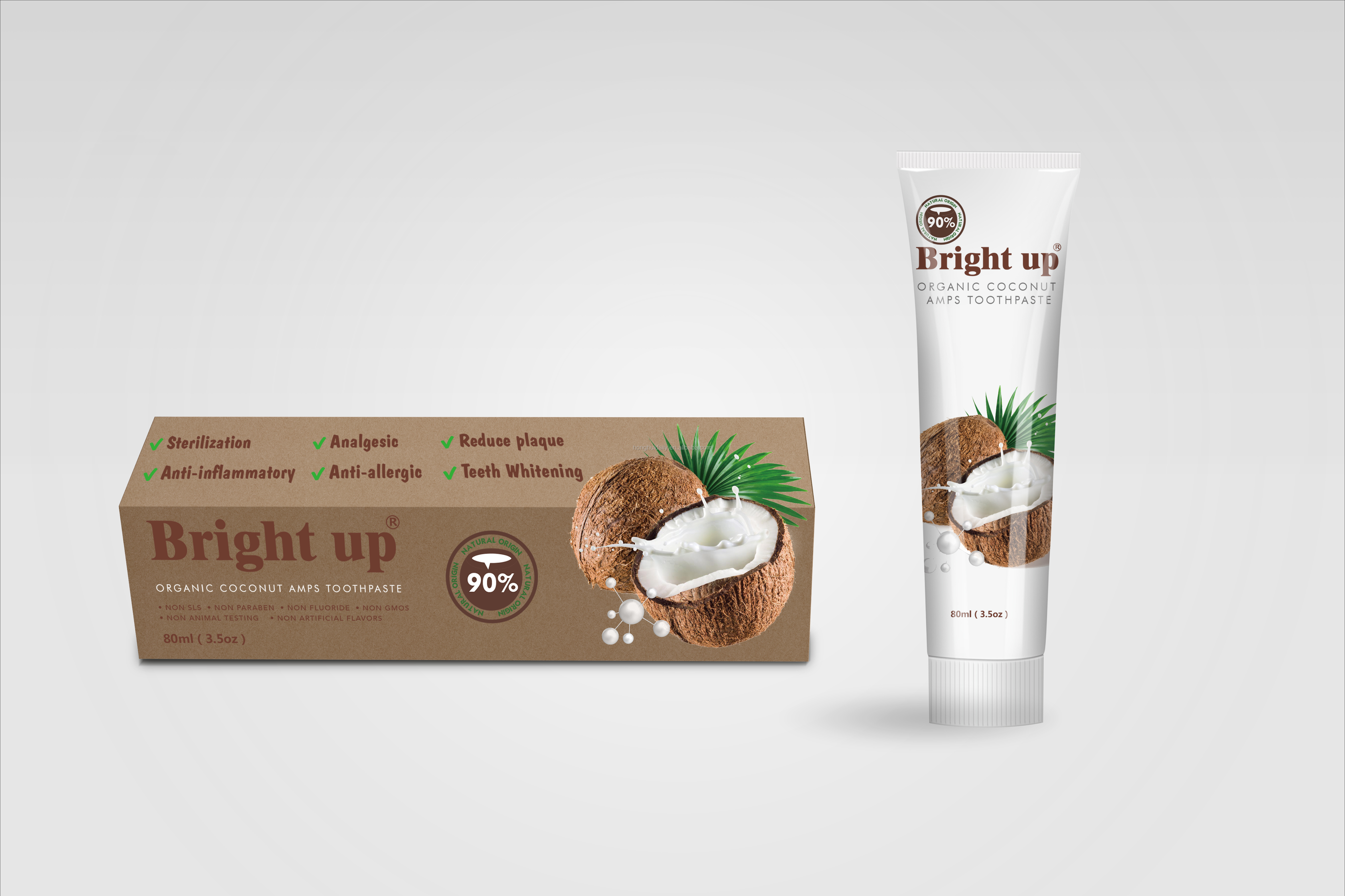 90% Natural Organic Coconut Oil Anti Dental Plaque Toothpaste