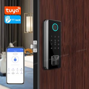 China Smart Deadbolt Fingerprint Office Door Lock Digital Code Tuya TTLock Remote Access wholesale