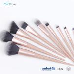 11 Pieces Plastic Makeup Brushes Set With Three Colors Hair Tips