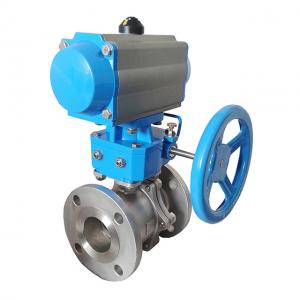 China DN150 Pneumatic Pipe Flanged Ball Valve PN40 With Worm Gear on sale