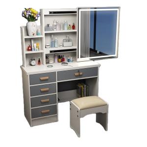 China Simple Makeup Bedroom LED Mirror White Dressing Table Practical Multifunction wholesale