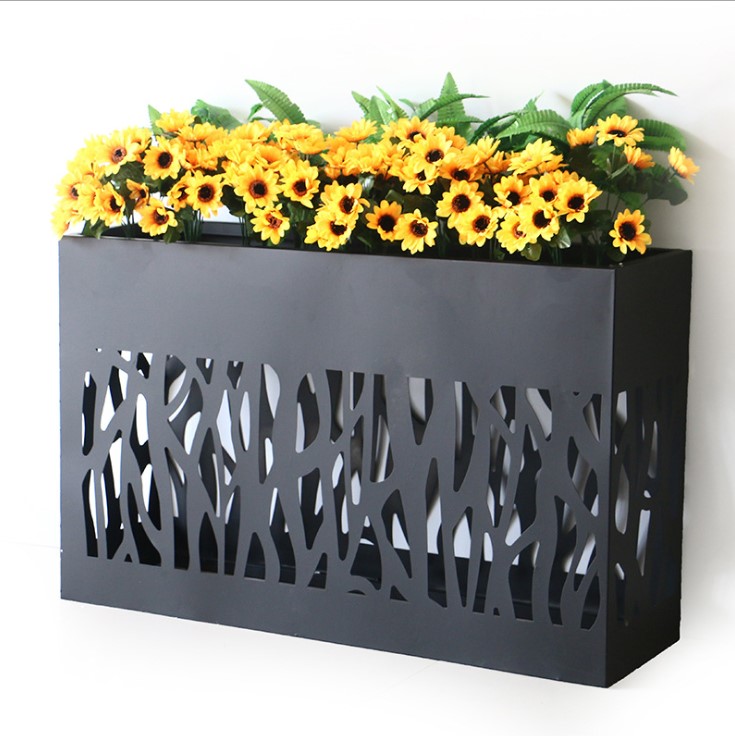 Outdoor Garden Large Black White Outdoor Steel Flower Metal Tree Pots Tree Planter