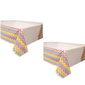 China Premium Disposable Waterproof 108&quot; x 54&quot; Dinner Tablecloth Rainbow Design PE Plastic Table Cover wholesale