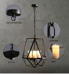 Vintage Retro Loft Industrial Black Painted Wrought Iron Bird Cage Chandelier(WH