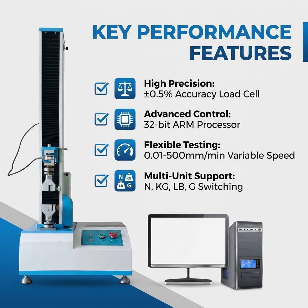 Single Column Servo Universal Tensile Testing Machine 5KN Peel Strength Tester for Plastic Film Adhesive Tape