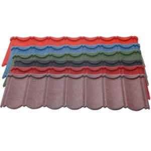 China Vibrant Stone Roof Tiles Durable and Weatherproof with Zinc Aluminum Steel Stone Chips 1340mm*420mm*0.4mm wholesale