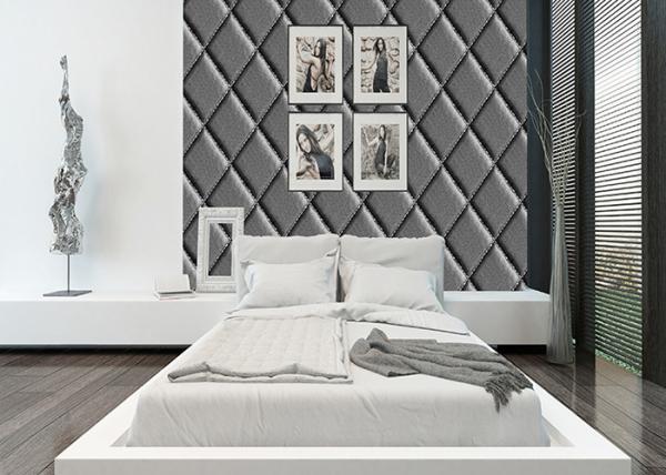 Diamond Pattern High Imitation Leather Wallpaper , Modern Room Wallpaper PVC