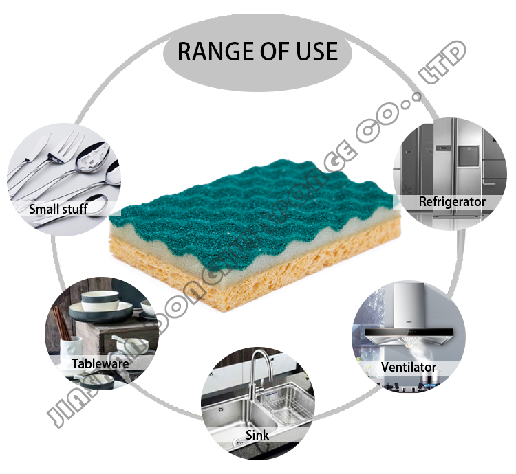Customized Cellulose Scrub Sponge Eco Friendly For Deep Cleaning