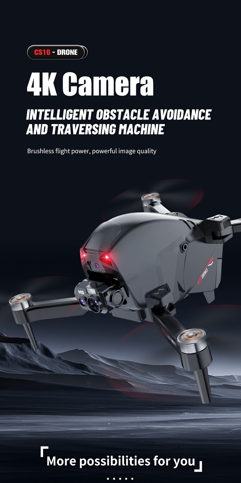 12MIN Remote Time Fpv Drone With Dual Camera 4k Obstacle Avoidance Adjustable Lens One Key Take Off/land App Wifi Control