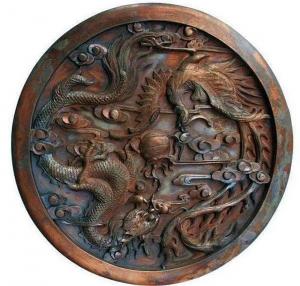 China Circular Metal Dragon Bronze Sculpture 3D+2D Home Decoration on sale