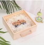 Toy Figure Display Box Wood Craft Shadow Boxes Transparent Acrylic Sliding Lid
