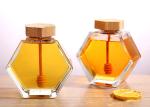 Hexagon Empty 240ml 380ml Glass Honey Jars With Dipper Eco - Friendly