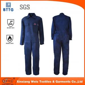 China Navy Blue Inherent Fr Clothing / Aramid Permanent Flame Resistant Work Clothes With Reflective Trim wholesale