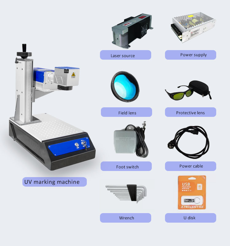 Portable Plastic Laser Marking Machine 355nm Air Cooling EZCAD Control Software