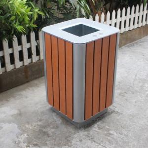 China Steel And Recycled Plastic Outdoor Trash Cans Rectangular Outside Waste Bin With Ashtray wholesale