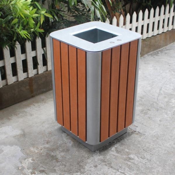 Steel And Recycled Plastic Outdoor Trash Cans Rectangular Outside Waste Bin With