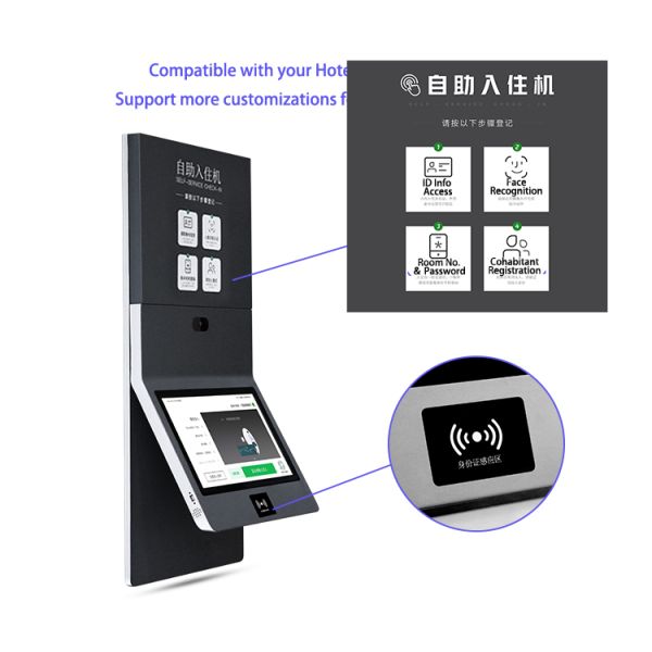 MJK Imachine Hotel Self-Serve Android Kiosk OPS System WIFI Card Color Printer Optional Barcode Reader for Hotels Businesses