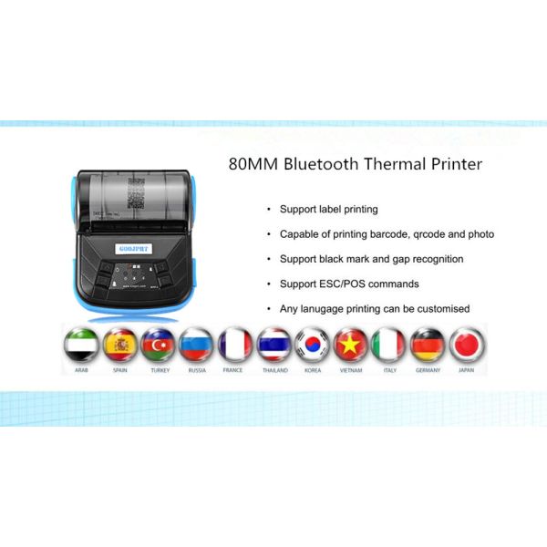 Large Capacity Battery Portable Bluetooth Printer Exquisite Light Weight Structure