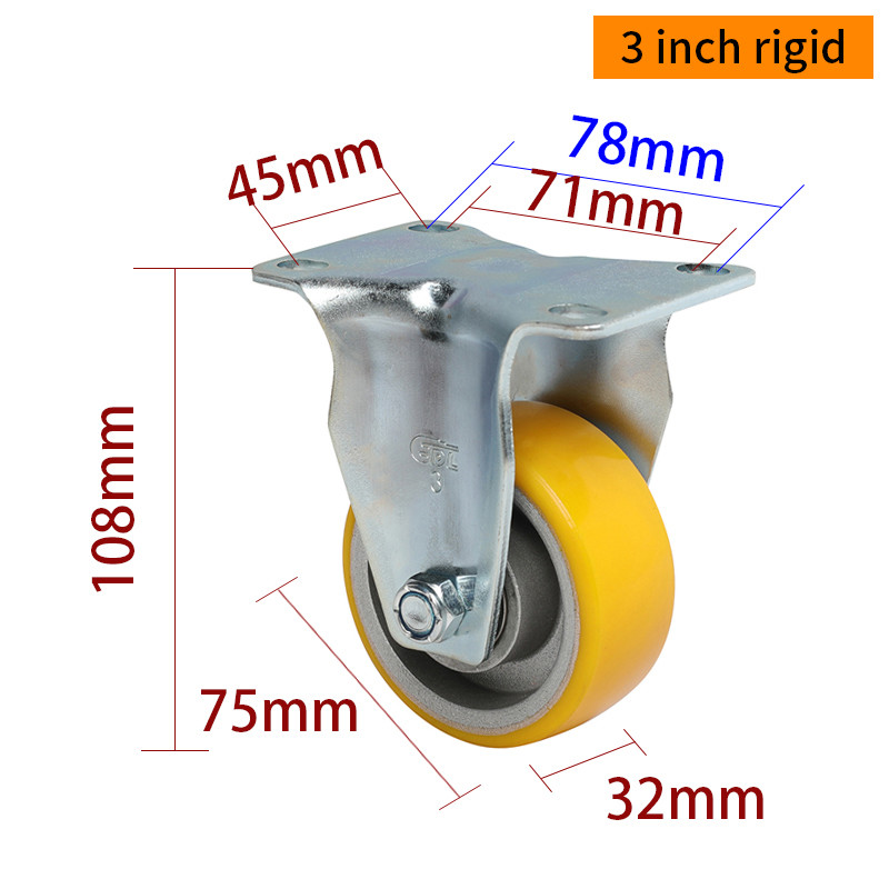 EDL Medium Duty 3inch 150kg Plate TPU Caster by Rigid, Swivel and Brake type