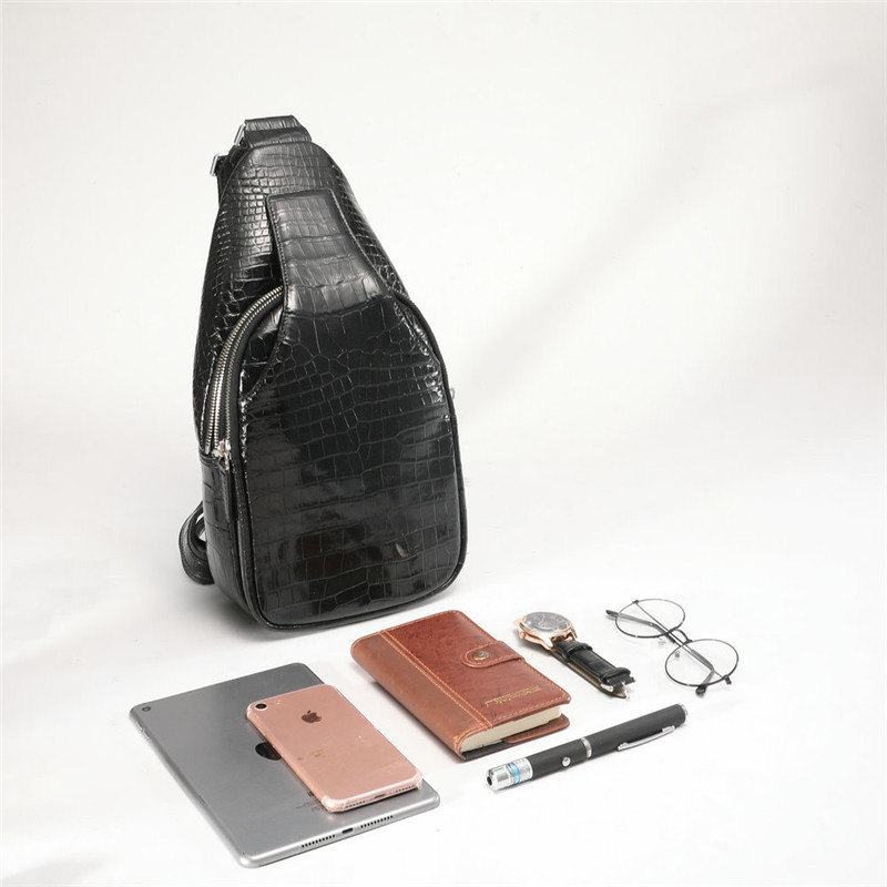 Exotic Crocodile Skin Men's Chest Bag Authentic Genuine Alligator Leather Male Messenger Bag Crossbody Shoulder Bag