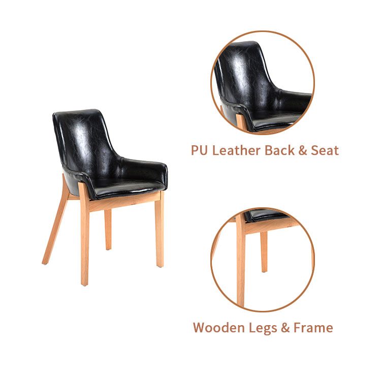 Solid Wood Legs Carved Frame Birch Wood Hotel Dining Chairs with Upholstered Seats