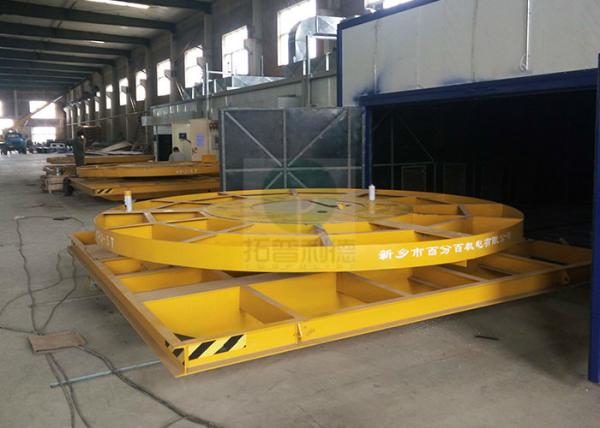 Sand Blasting Room Using Industrial Electric Turntable Transfer Carts 25 t Load