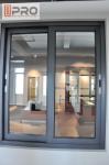 Dark Grey Sliding Office Window Fly Screen Aluminium Sliding Glass Windows