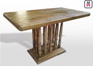 China Vintage Rectangle Restaurant Dining Table With Rustic Solid Wood Roman Column wholesale