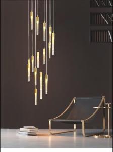 China LED Patch Bulb Modern Long Crystal Rod Pendant Lamp For Luxurious Design In Living Room Dining Room Or Staircase wholesale