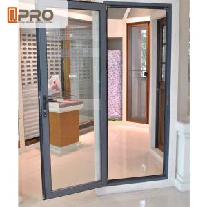 China Long Life Span Tempered Glass Door , Double Swing Modern Aluminium Doors hinges types exterior hinges wholesale